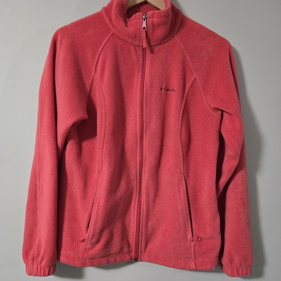 Columbia Pink Fleece Womens Medium Zip Up Sweater - Picture 1 of 12